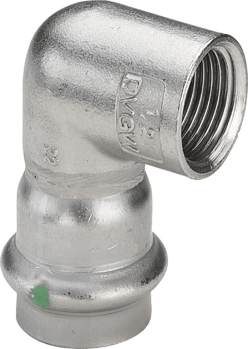 Raccord inox coudé 90° FF D18 x 1/2 Viega Sanpress - Réf. 436995