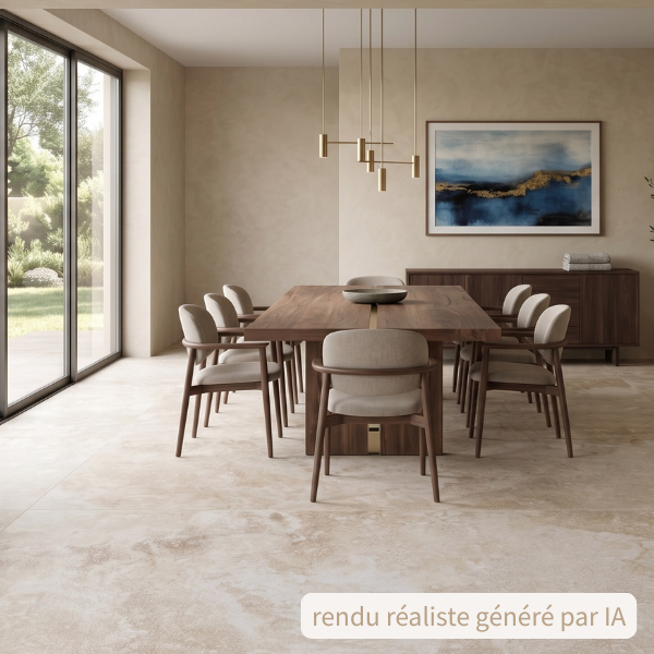 Carrelage grès cérame - Pierre de travertin P50 - 40x60cm - Ep=10mm - Parefeuille Provence
