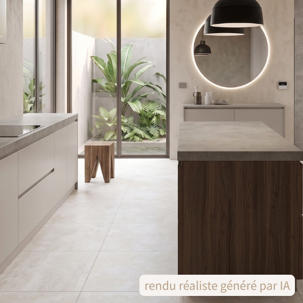 Carrelage grès cérame - Beton Beige R48 - 45x45cm - Ep=8mm - Parefeuille Provence