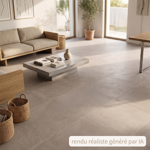 Carrelage intérieur grès cérame rectifié structuré couleur Taupe - gamme Domus ref F683 - 45x45cm - Ep= 8mm - Novoceram
