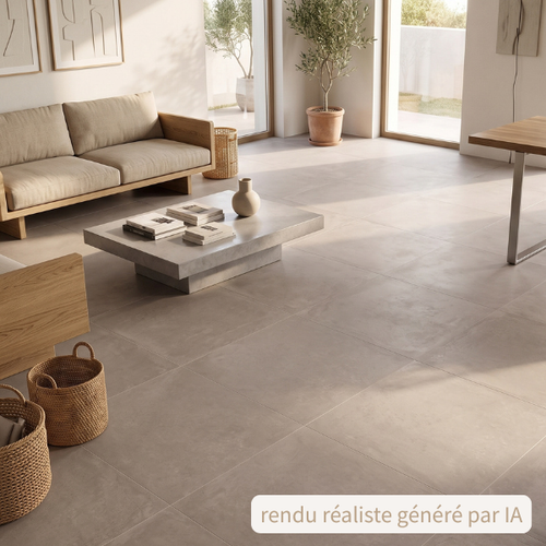 Carrelage intérieur grès cérame rectifié structuré couleur Taupe - gamme Domus ref F683 - 45x45cm - Ep= 8mm - Novoceram