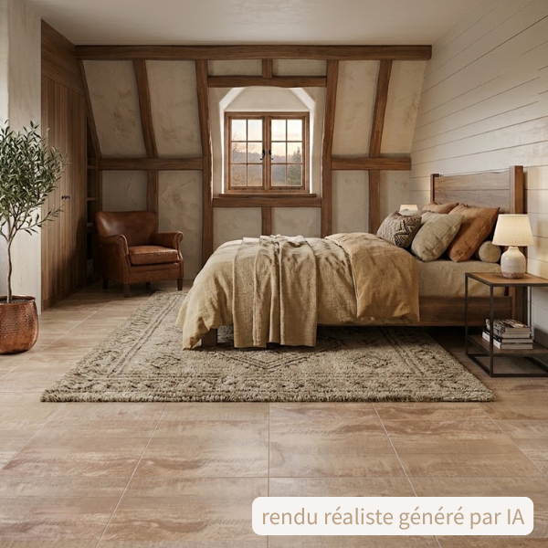 Carrelage grès cérame - Palazzo noyer E48 - 19x80cm - Ep=10mm - Parefeuille Provence