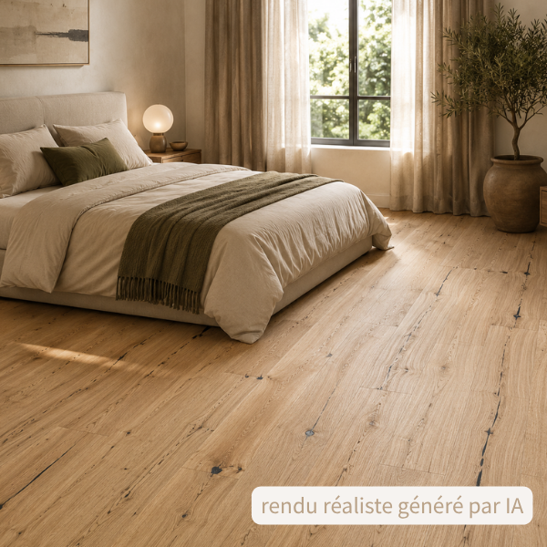 Contrecollé chêne Européen naturel verni brossé 1900 x 190 x 14/3 mm