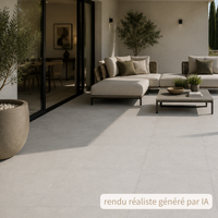 Carrelage extérieur grès cérame rectifié structuré couleur Greige - gamme Inaq ref L977 - 60x60cm - Ep= 20mm - Novoceram