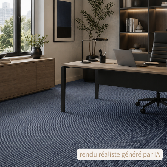 Dalle moquette bleu rayé - 500 x 500 mm