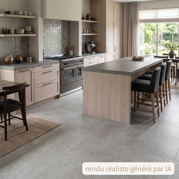 Carrelage extérieur grès cérame rectifié structuré couleur Gris - gamme Geo ref F028 - 60x60cm - Ep= 20mm - Novoceram