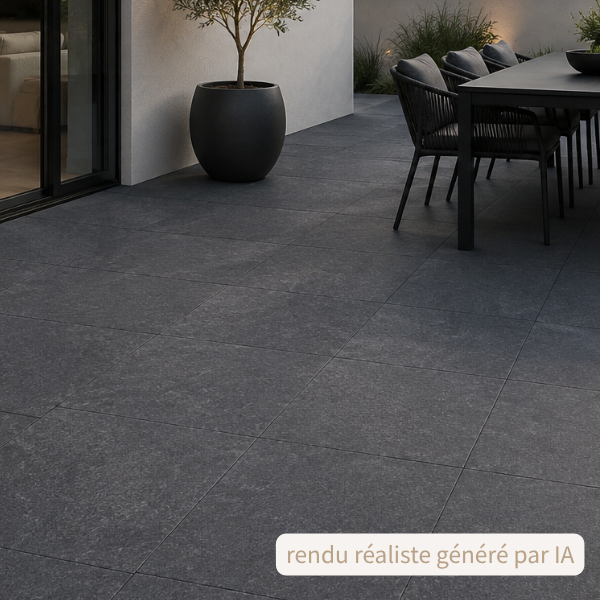 Carrelage extérieur grès cérame rectifié structuré couleur Bleu - gamme Icone ref E953 - 60x60cm - Ep= 20mm - Novoceram