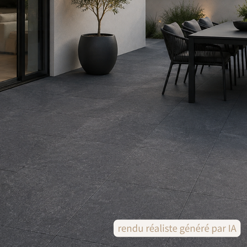 Carrelage extérieur grès cérame rectifié structuré couleur Bleu - gamme Icone ref E953 - 60x60cm - Ep= 20mm - Novoceram