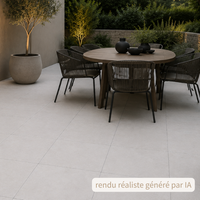 Carrelage extérieur grès cérame rectifié structuré couleur Blanc - gamme Inaq ref L976 - 60x60cm - Ep= 20mm - Novoceram
