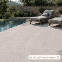 Carrelage extérieur grès cérame rectifié structuré couleur ivoire - gamme Inaya ref L975 - 60x60cm - Ep= 20mm - Novoceram