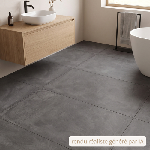 Carrelage intérieur grès cérame rectifié structuré couleur Graphite - gamme Matic ref J808 - 45x45cm - Ep= 8mm - Novoceram