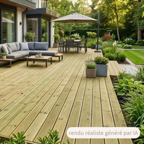 Lame de terrasse pin classe 4 vert - 21x145 - L=2,4m (Choix A)