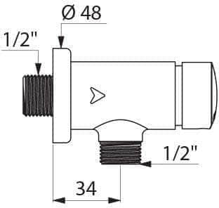 Robinet temporisé 7 sec Temposoft 2 pour urinoir, à déclenchement souple à poser en applique équerre D 15 x 21 mm réf. 778800 DELABIE