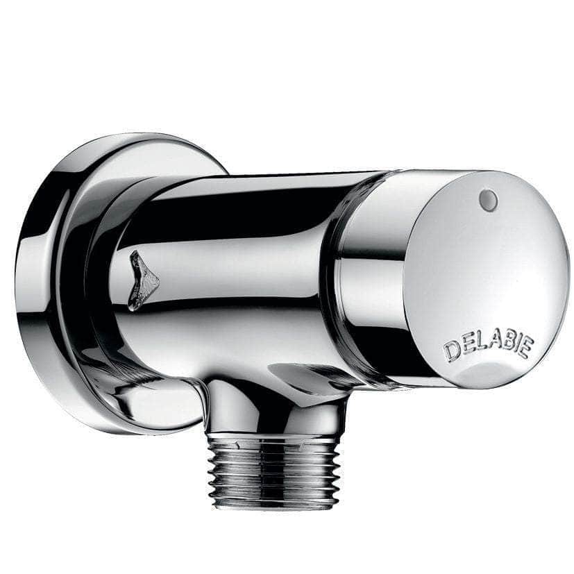 Robinet temporisé 7 sec Temposoft 2 pour urinoir, à déclenchement souple à poser en applique équerre D 15 x 21 mm réf. 778800 DELABIE