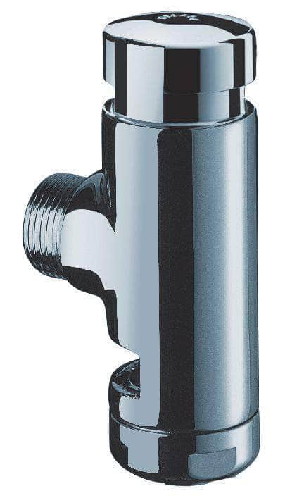 Robinet temporisé Tempoflux à bouton amorceur WC apparent avec écrou de sortie diamètre 28 : réf. 761000 DELABIE