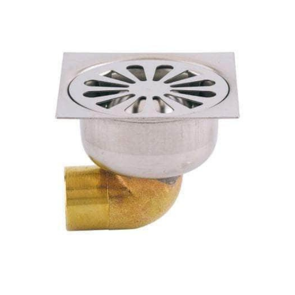Siphon de sol 100x100 inox cloche de 90 évacuation diam 38 sortie horizontale 46010000000