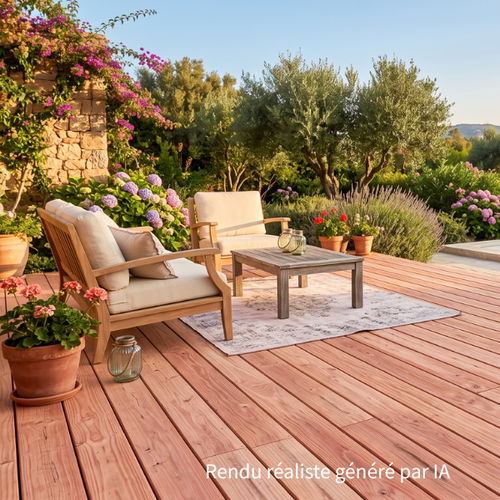 Lame de terrasse douglas classe 3 - 28x145 - L=4m (profil Catalina)