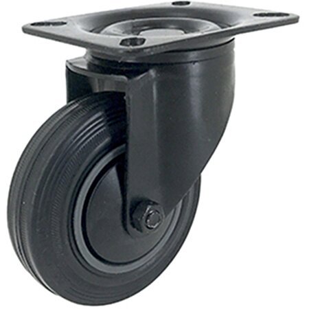 Roulette Industrielle Caoutchouc 100mm, Monture en Acier Noire avec Platine EAN 3041107225641