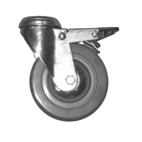 Roulette Pivotante A Œil A Frein Galet Caoutchouc Gris Diamètre 100 Mm CAUJOLLE
