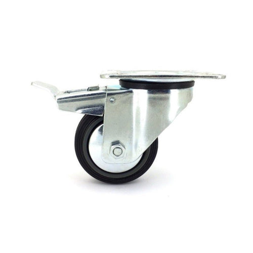 Roulette Pivotante À Platine Galet Caoutchouc Diam 80 A Frein caujolle