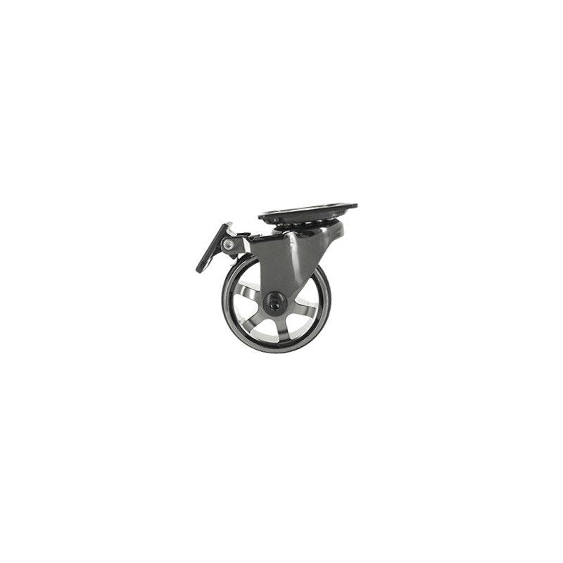 Roulette Pivotante À Platine Ø 50 Mm A Frein Finition Black Nickel Caujolle
