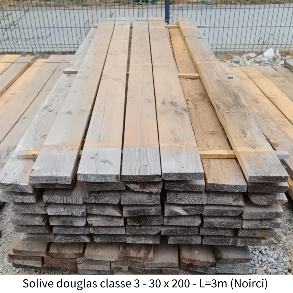 Solive douglas classe 3 - 30 x 200 - L=3m (Noirci)