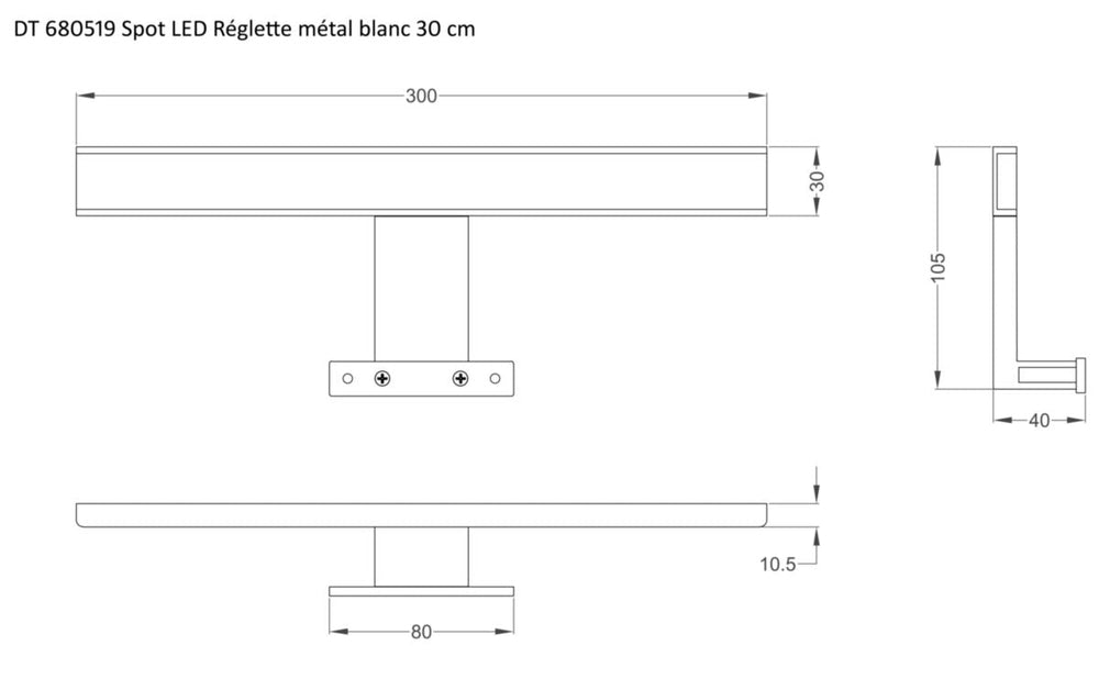 Spot LED Alterna réglette métal 30cm blanc