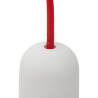 Suspension béton blanc douille E27 + Pavillon blanc + Câble textile rouge L.2m - 60W