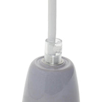 Suspension céramique grise douille E27 + Pavillon gris + Câble textile blanc L.2m - 60W