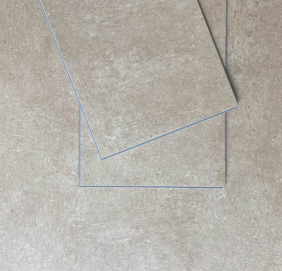 Sol PVC-SPC imitation carrelage Travertin Beige - 610 x 305 × 5.0mm sous-couche intégrée