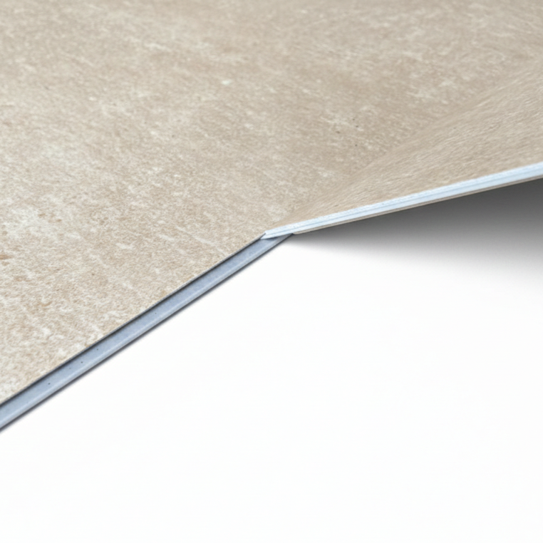 Sol PVC-SPC imitation carrelage Travertin Beige - 610 x 305 × 5.0mm sous-couche intégrée